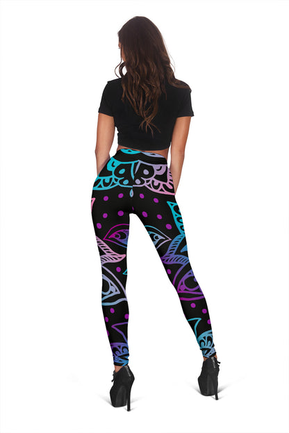 Black & Purple & Lotus Decor Leggings
