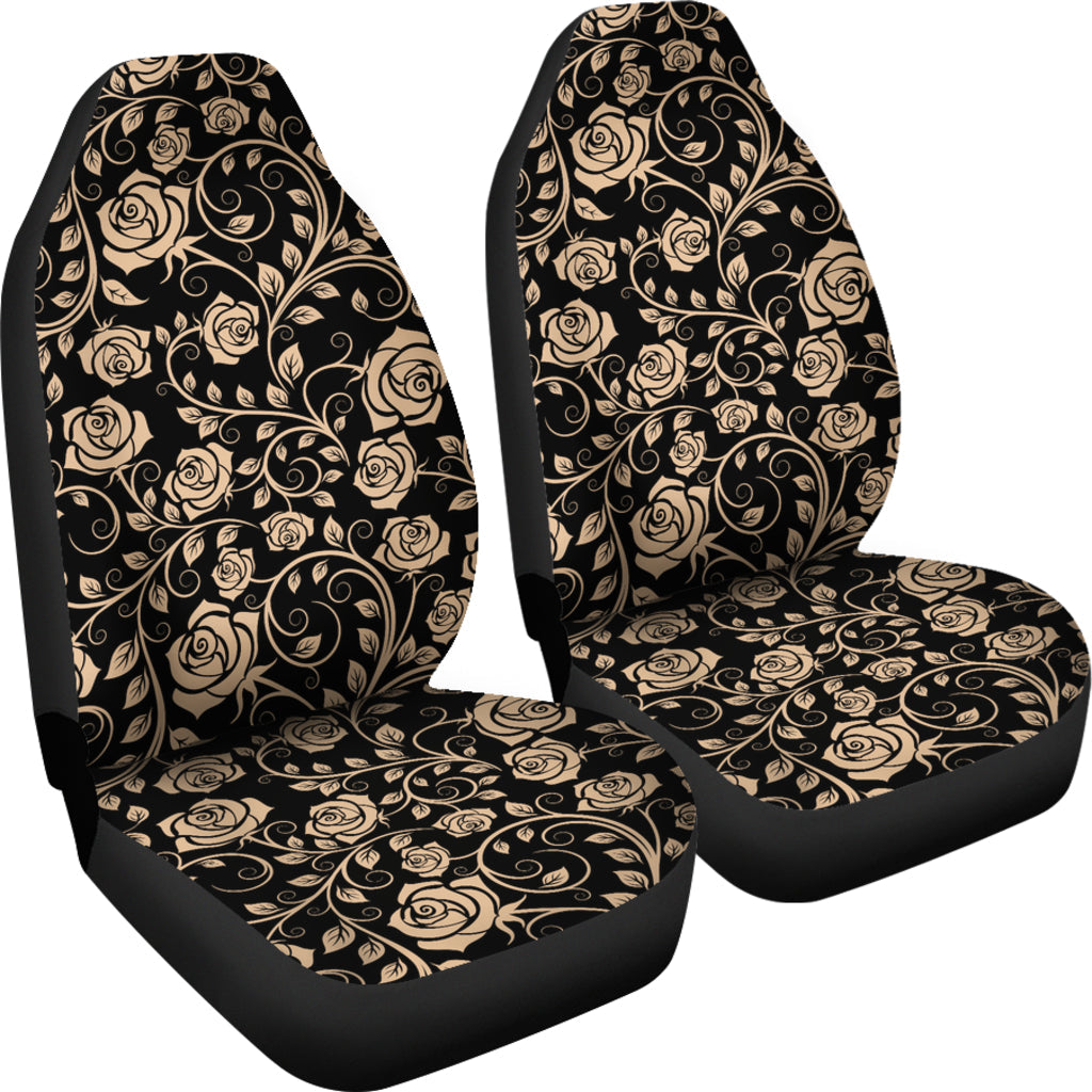 Tan Roses Decor Car Seat Covers