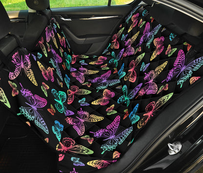 Colorful Neon Butterflies Car Back Seat Pet Cover