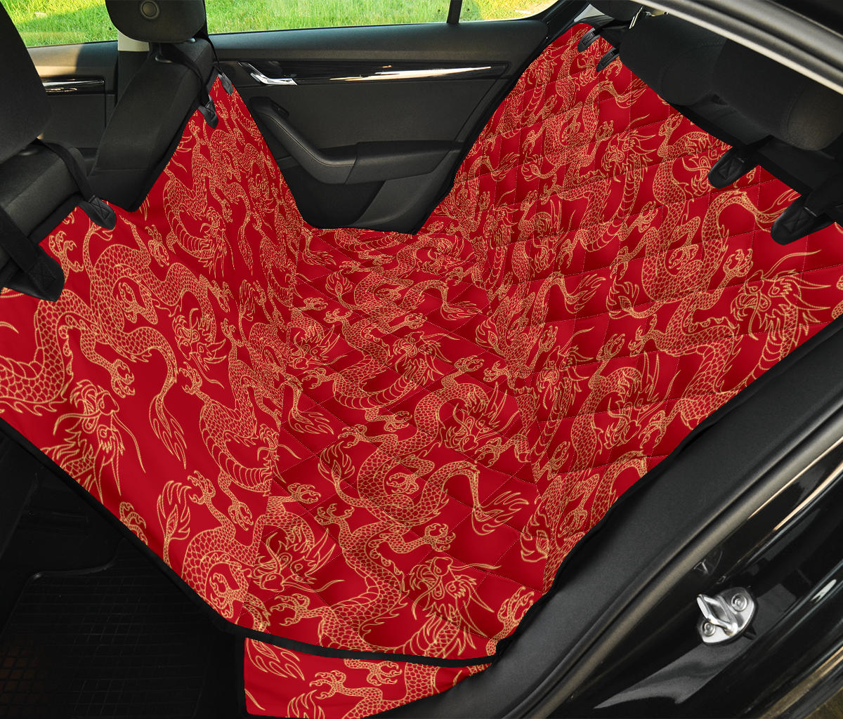 Red Dragon Car Back Seat Pet Cover