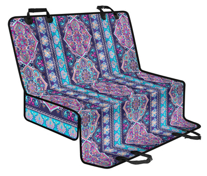 Blue Purple Persian Print Car Back Seat Pet Cover