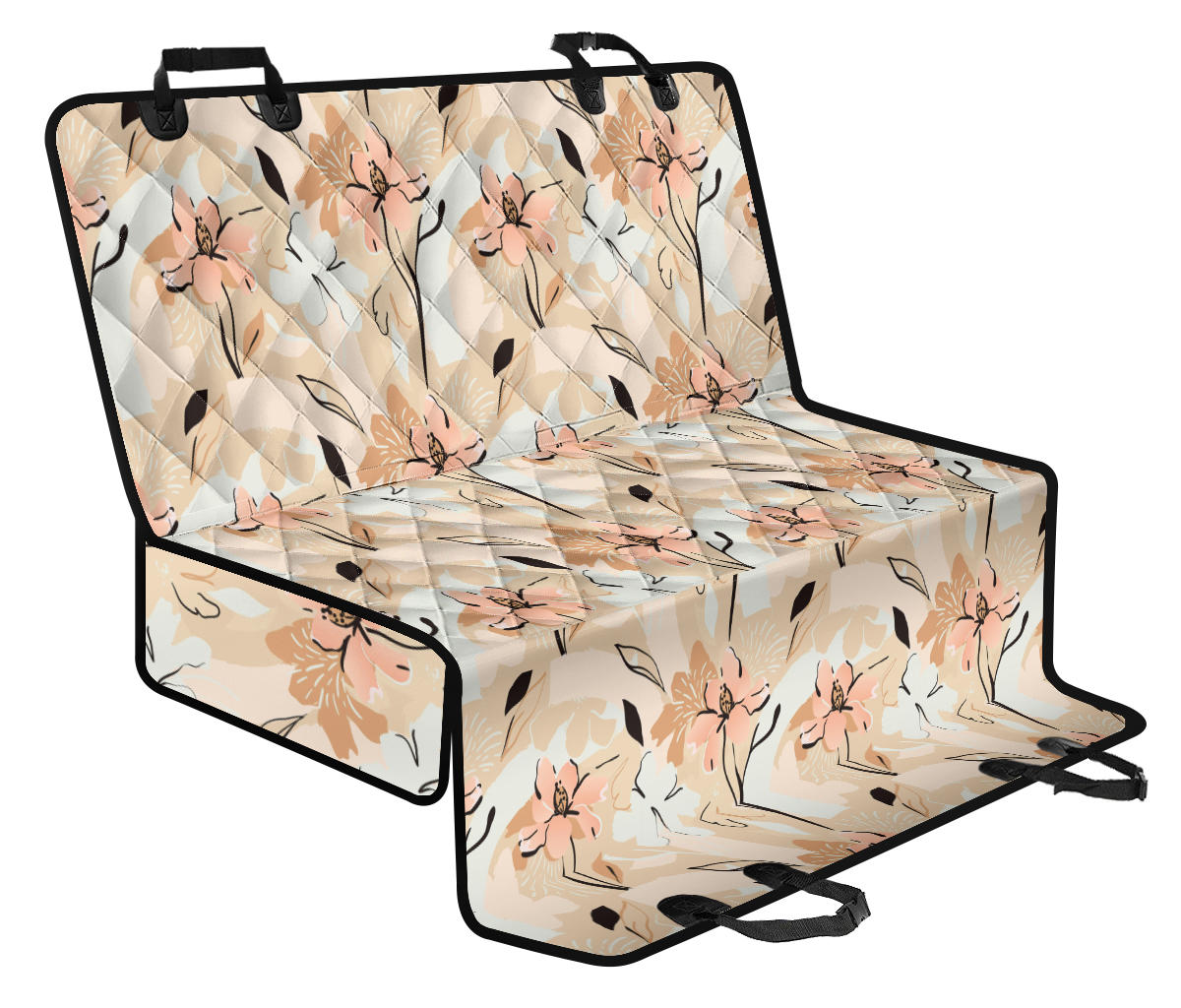 Beige Leaves Car Back Seat Pet Cover