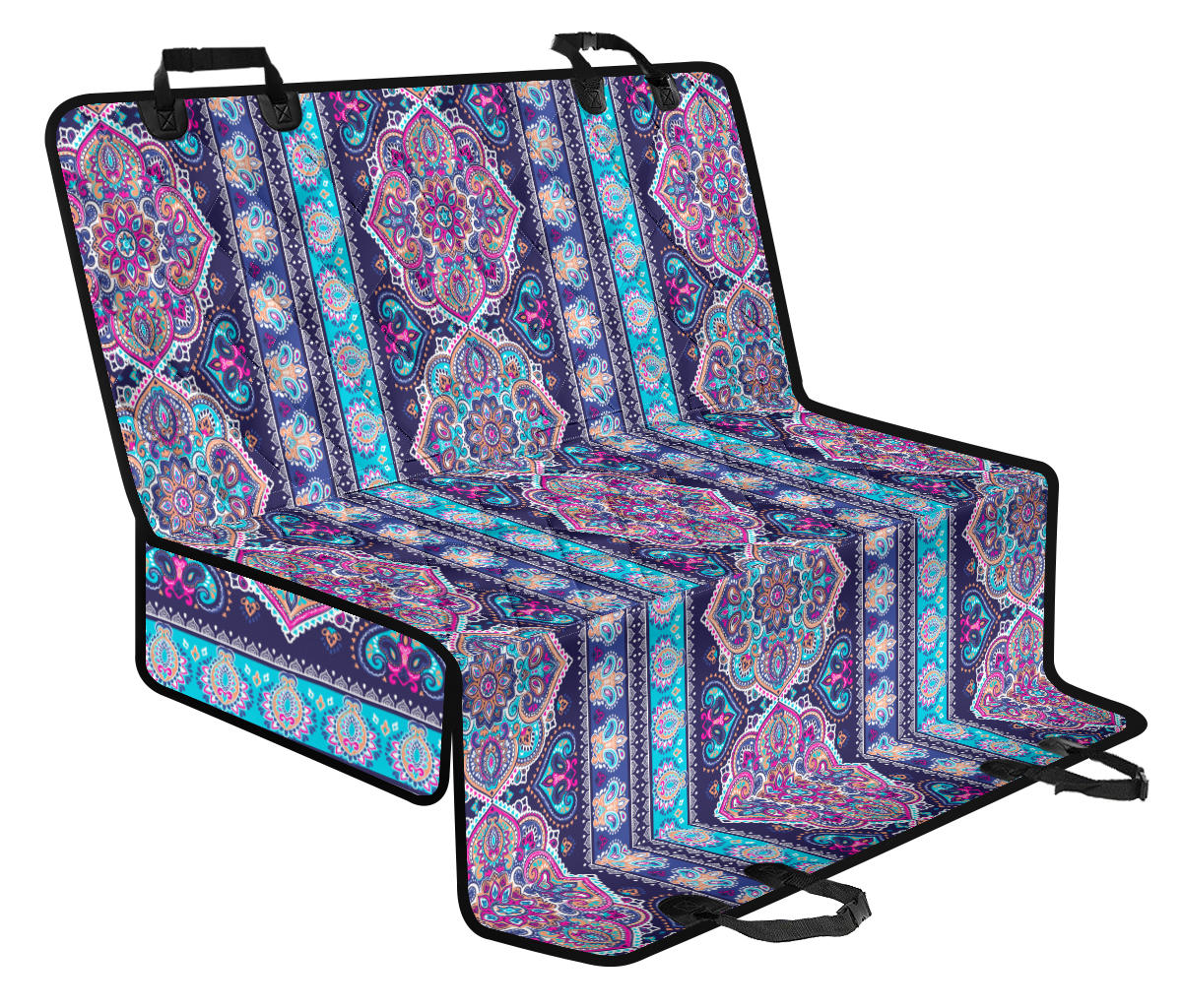 Blue Purple Persian Print Car Back Seat Pet Cover