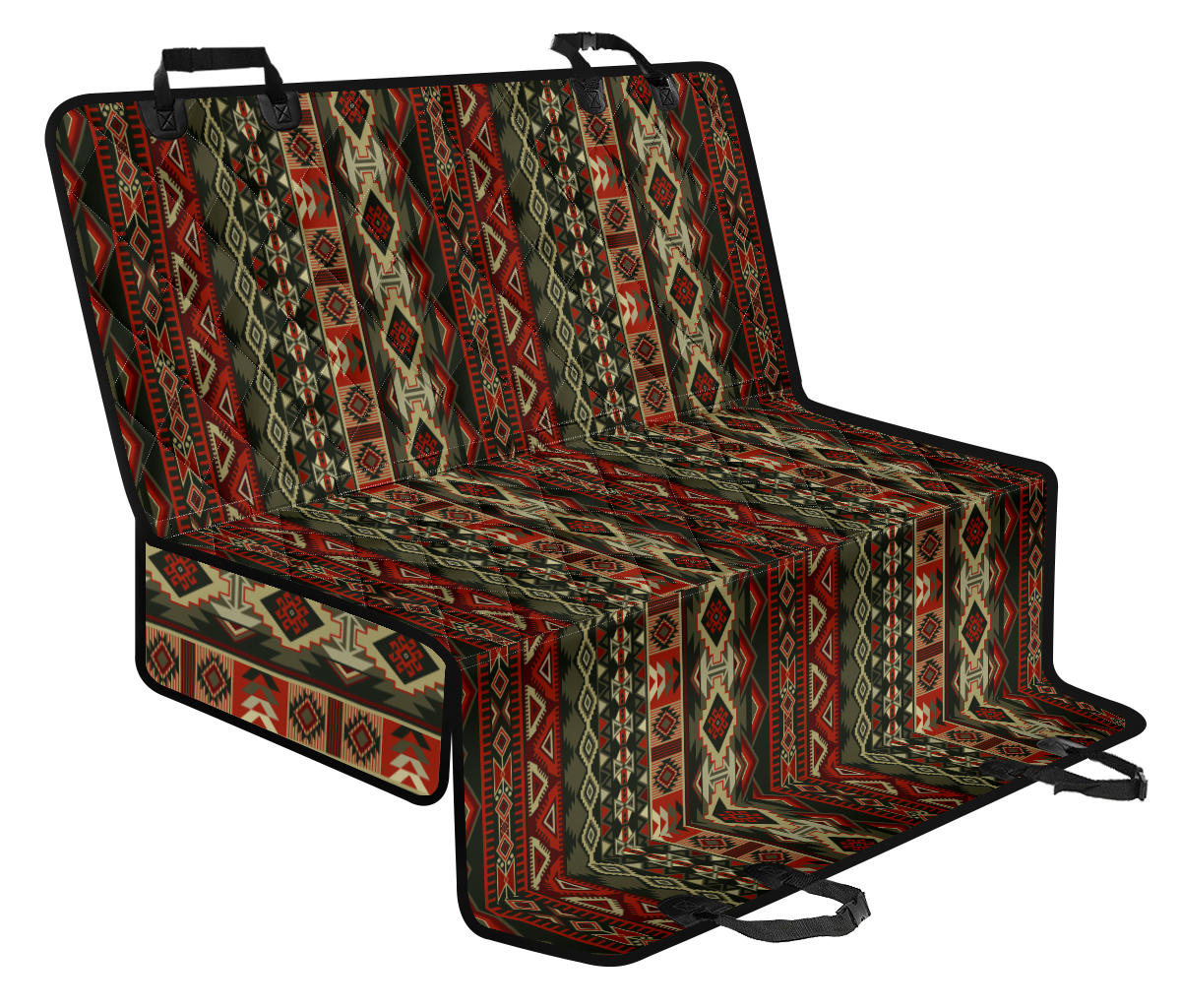 Red & Brown Boho Chic Aztec Bohemian Aztec Car Back Seat Pet Cover