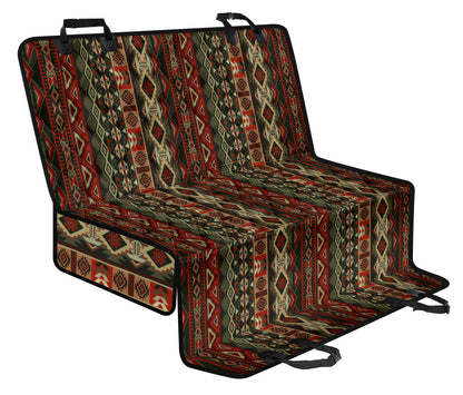 Red & Brown Boho Chic Aztec Bohemian Aztec Car Back Seat Pet Cover