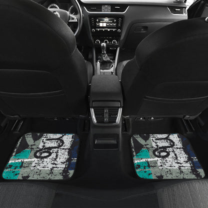 Grey Blue Abstract Car Floor Mats