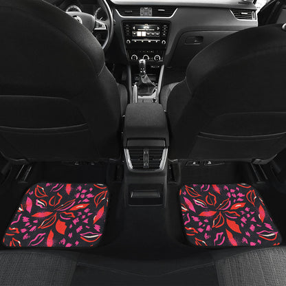 Red Floral Lips Car Floor Mats