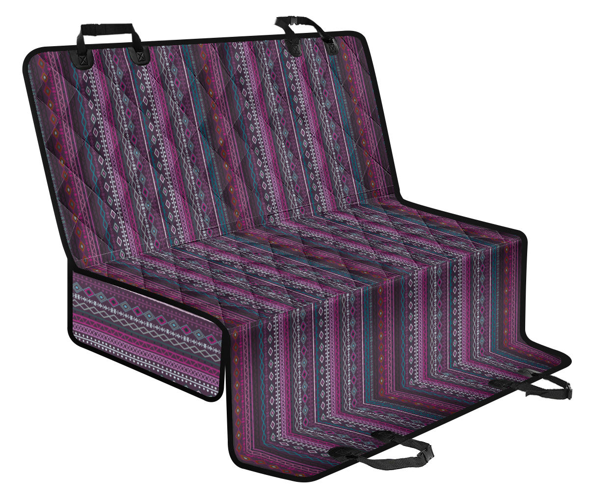 Purple Boho Chic Bohemian Stripes Car Back Seat Pet Cover