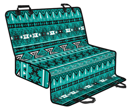 Teal Green Ethnic Car Back Seat Pet Cover