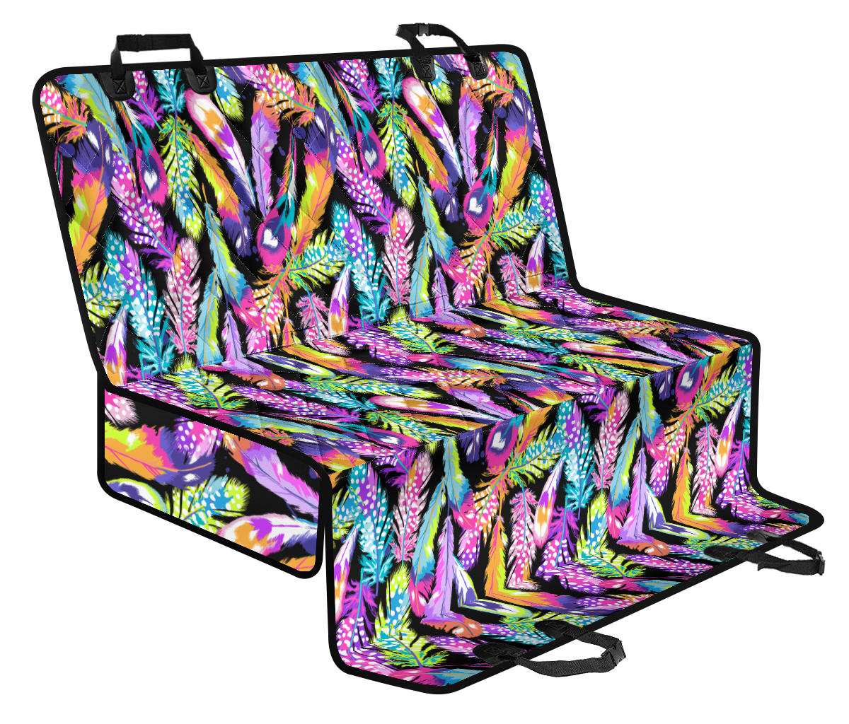 Colorful Feathers Car Back Seat Pet Cover