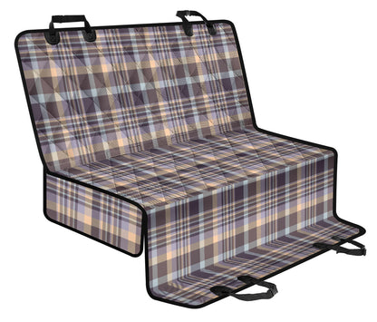 Beige Plaid Car Back Seat Pet Cover