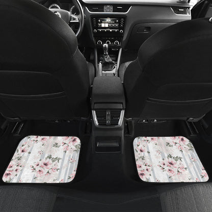 Pink Flower Stripes Car Floor Mats