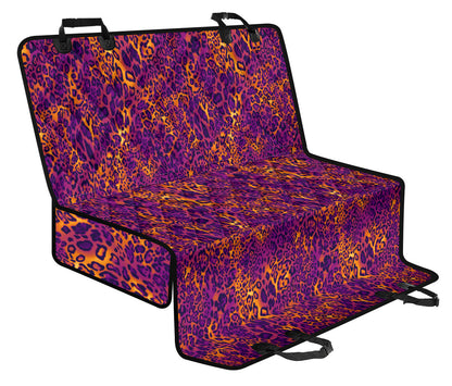 Purple Orange Leopard Print Car Back Seat Pet Cover