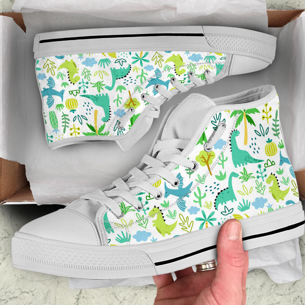 Green Kawaii Dinosour High Top Shoes – product image 5