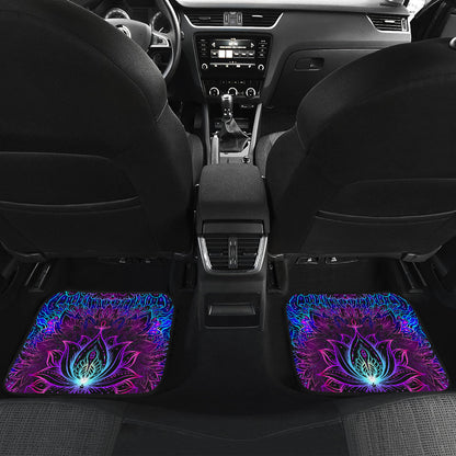 Blue Pink Lotus Car Floor Mats