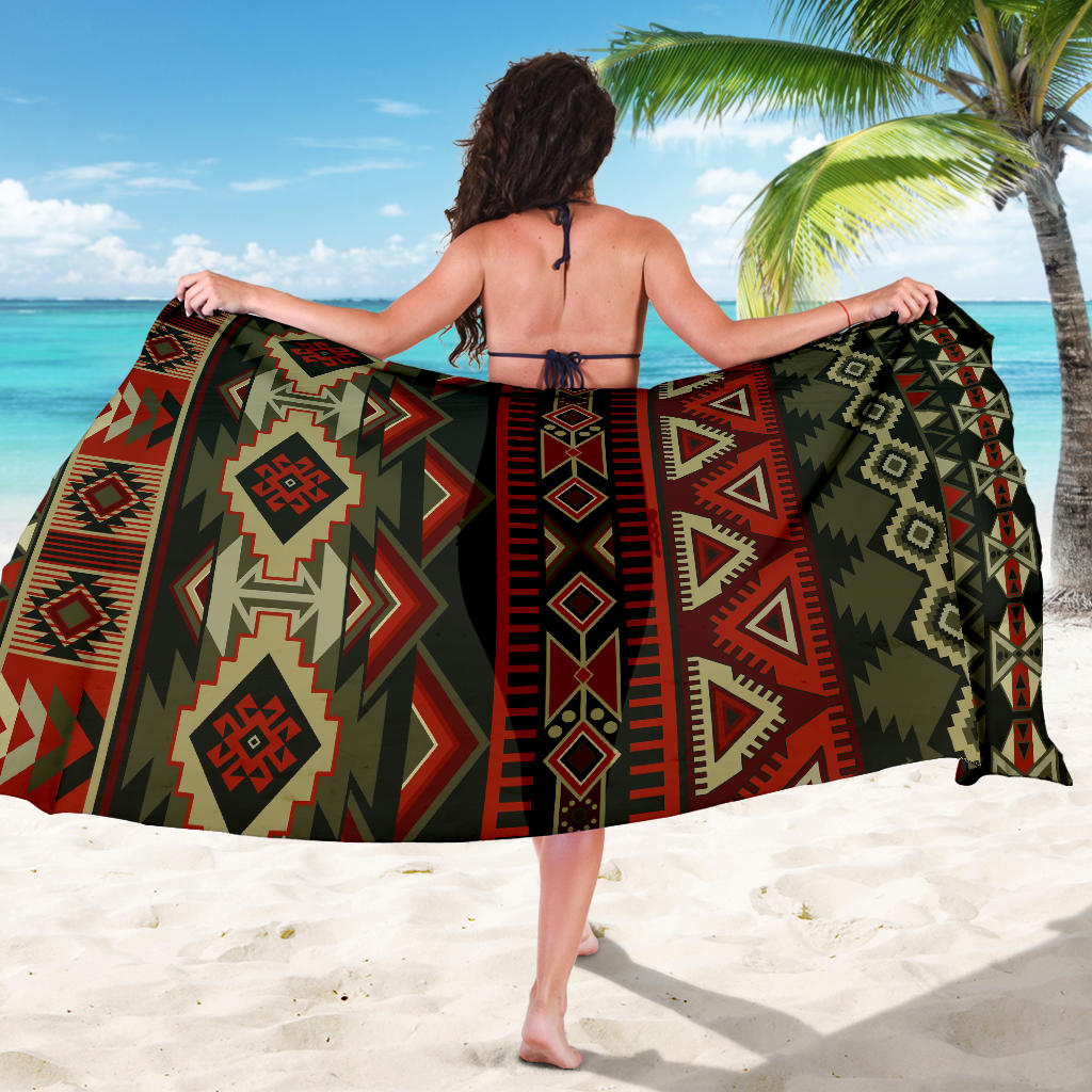 Red & Brown Boho Aztec Sarong