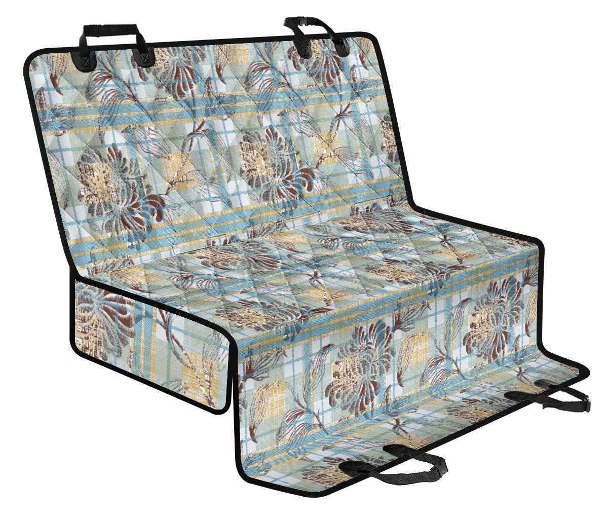 Floral Plaid Car Back Seat Pet Cover