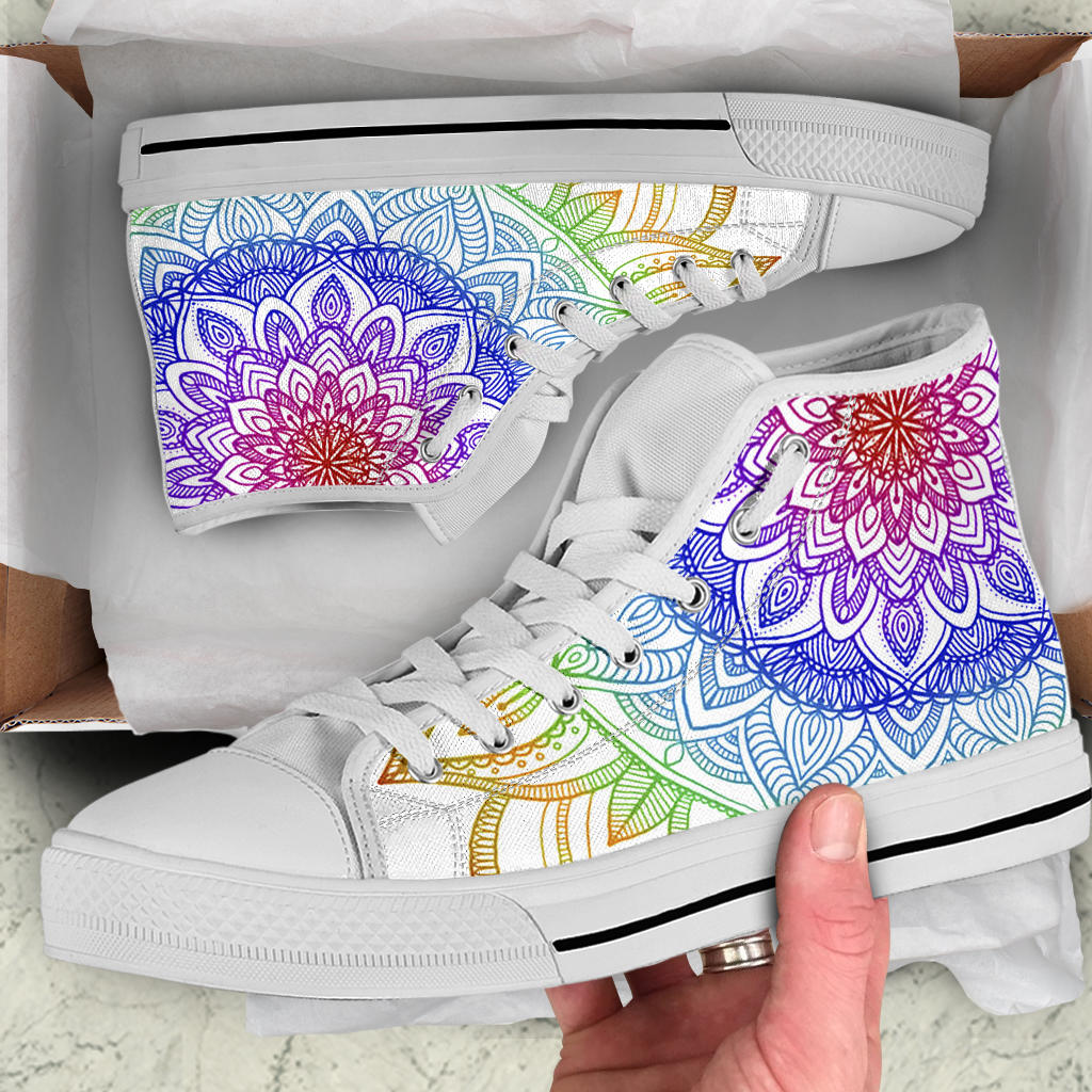 Rainbow Mandala High Top Shoes – product image 5