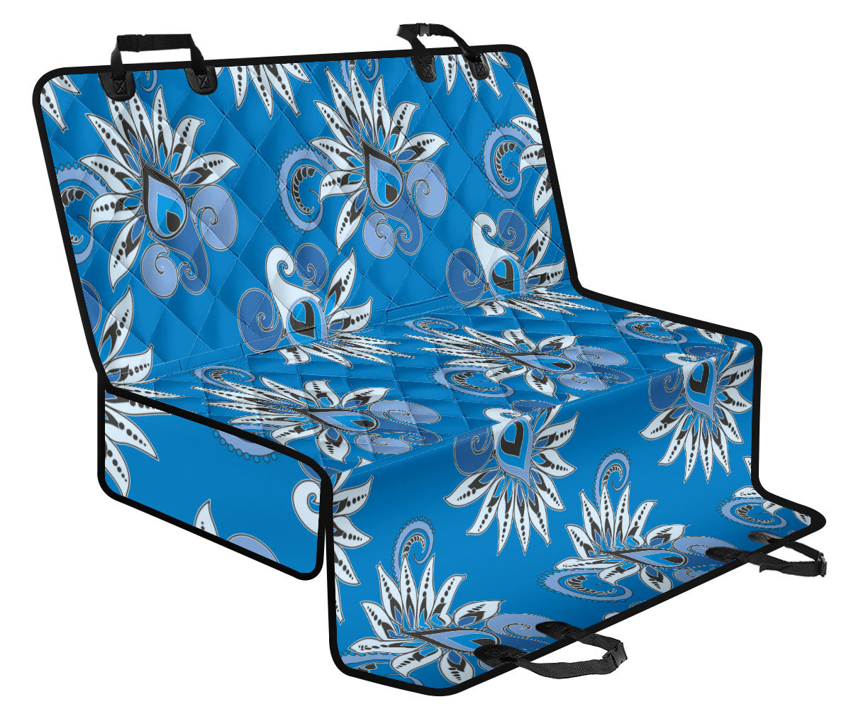 Blue Floral Decor Car Back Seat Pet Cover