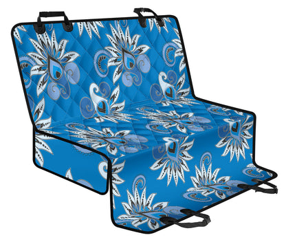 Blue Floral Decor Car Back Seat Pet Cover