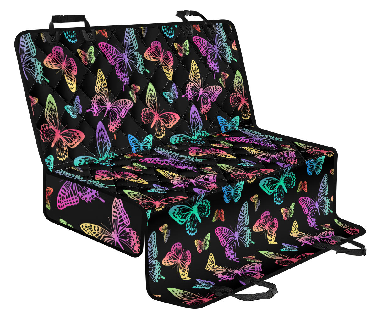 Colorful Neon Butterflies Car Back Seat Pet Cover