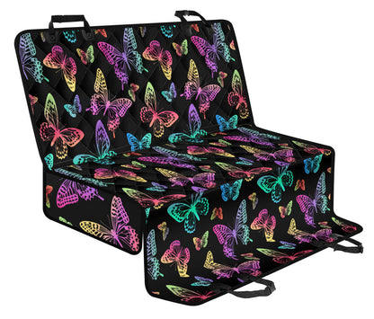 Colorful Neon Butterflies Car Back Seat Pet Cover