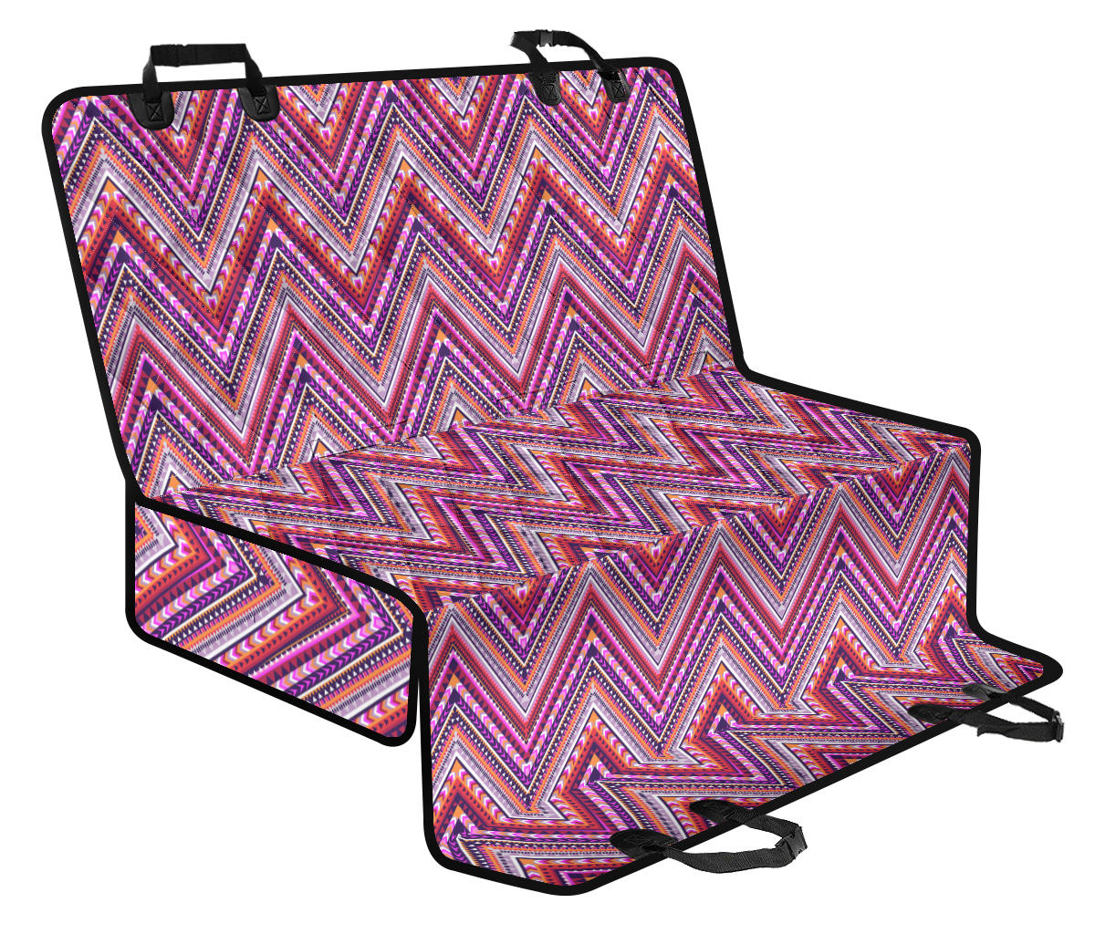 Pink Ethnic Zig Zag Car Back Seat Pet Cover