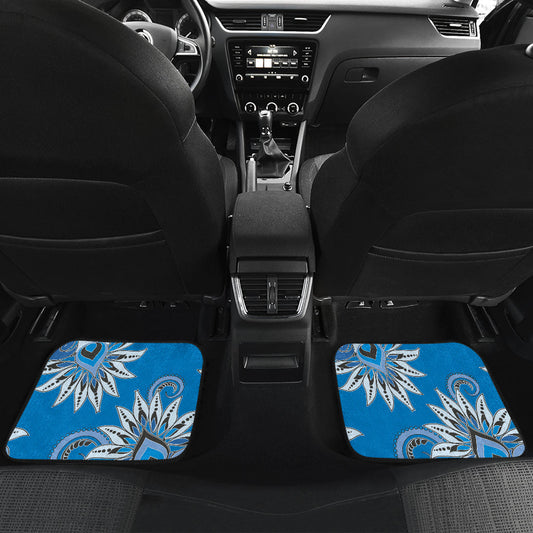 Blue Floral Decor Car Floor Mats