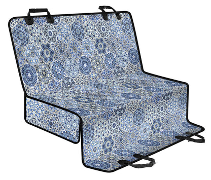 Blue Mandalas Honeycomb Car Back Seat Pet Cover