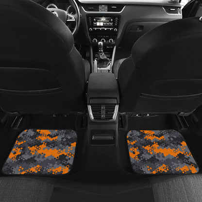 Orange Abstract Camouflage Car Floor Mats