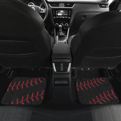 Black Baseball Front And Back Car Mats (Set Of 4)