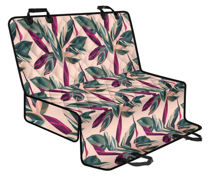 Beige Floral Leaves Car Back Seat Pet Cover
