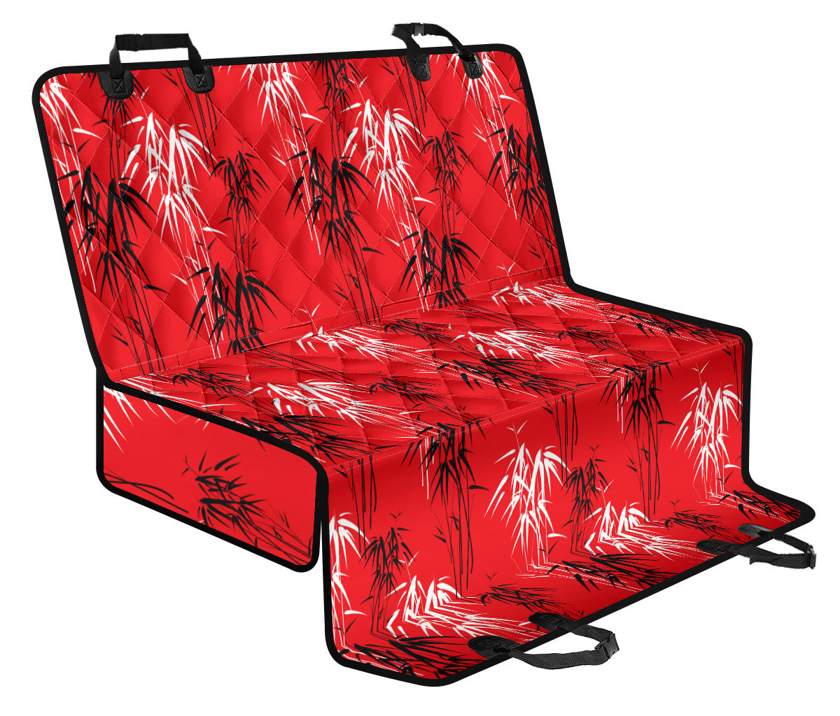 Red Oriental Plants Car Back Seat Pet Cover