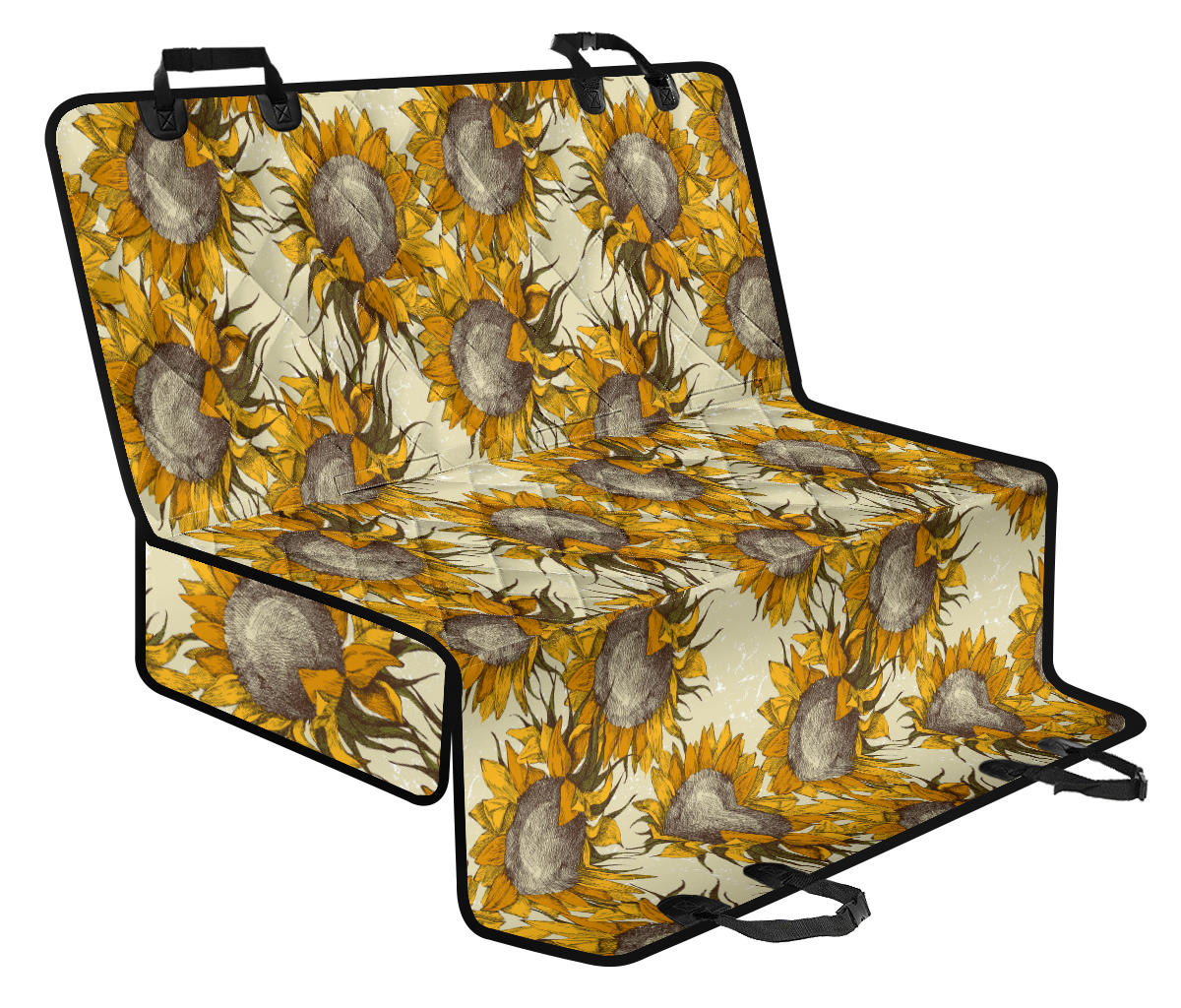 Vintage Sunflowers Car Back Seat Pet Cover