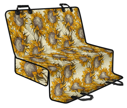 Vintage Sunflowers Car Back Seat Pet Cover