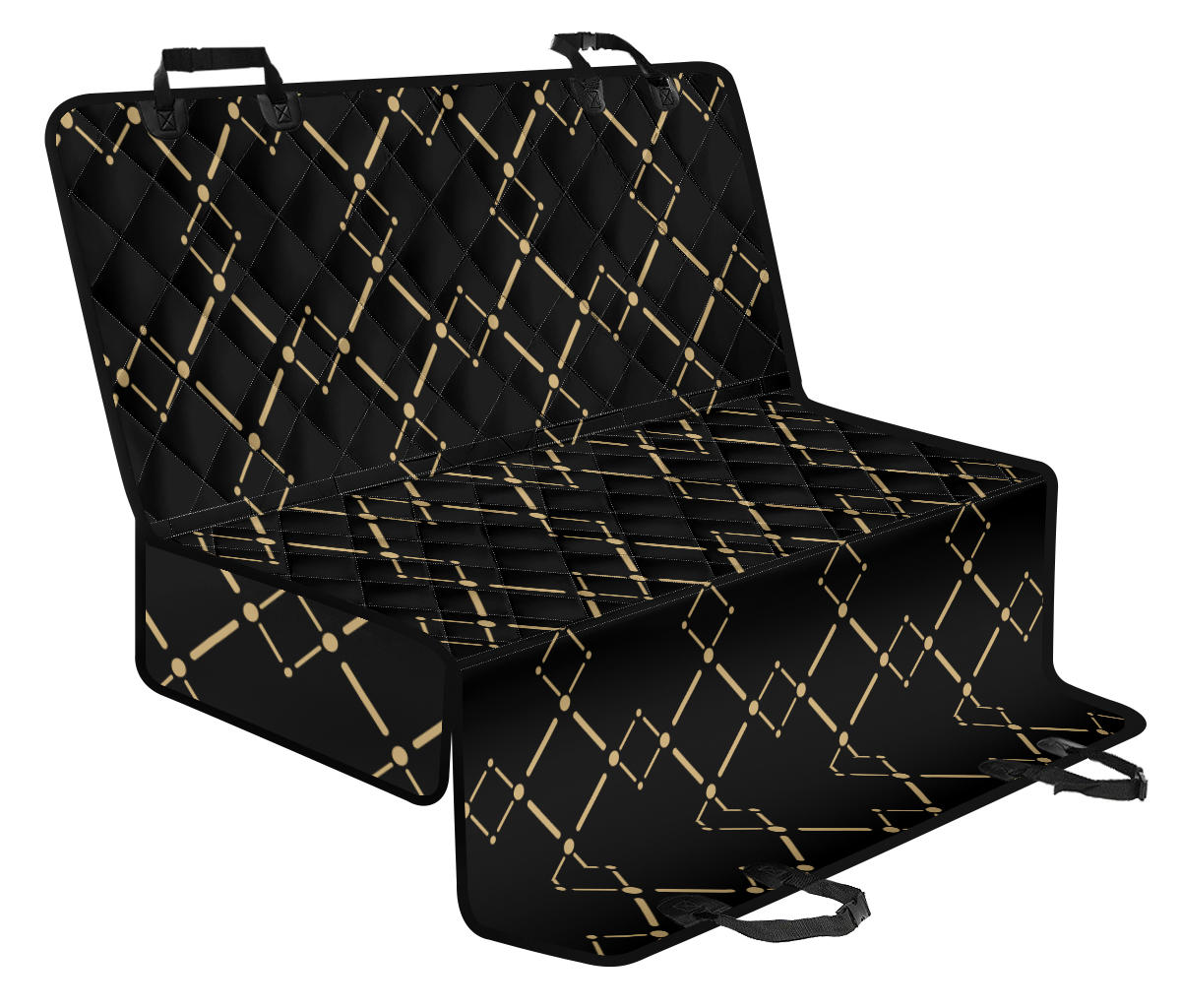 Black & Gold Plaid Car Back Seat Pet Cover