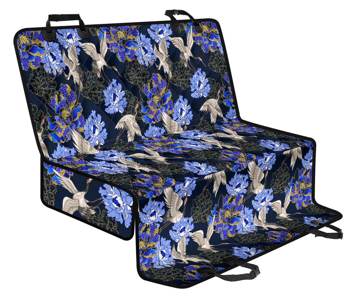 Blue Flowers Car Back Seat Pet Cover