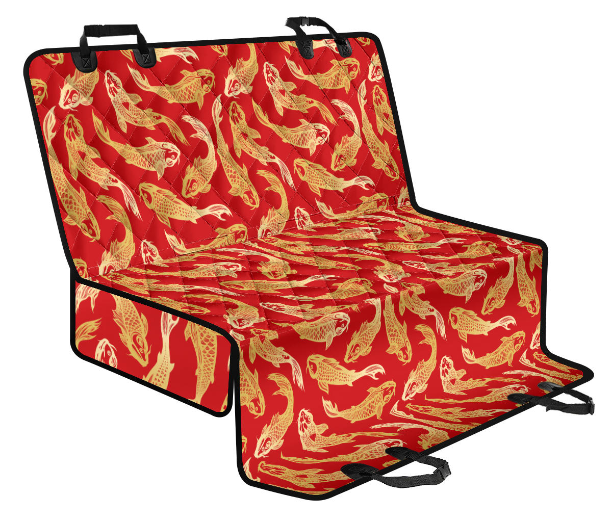 Red Oriental Fish Car Back Seat Pet Cover