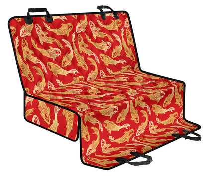 Red Oriental Fish Car Back Seat Pet Cover