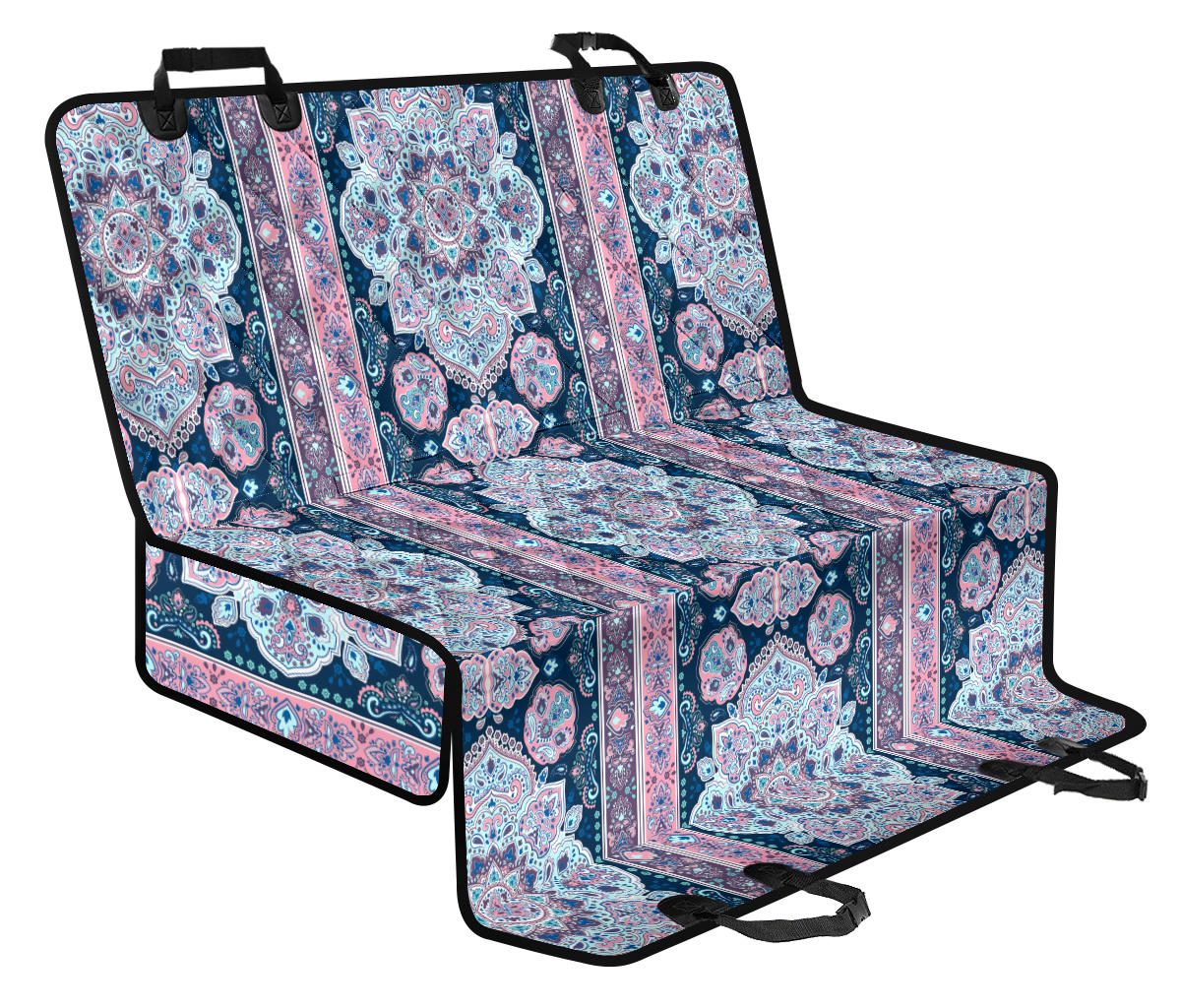 Pink Persian Print Car Back Seat Pet Cover