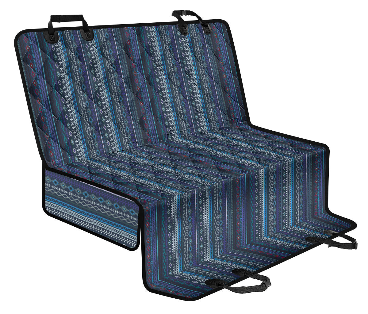 Blue Boho Chic Bohemian Stripes Car Back Seat Pet Cover