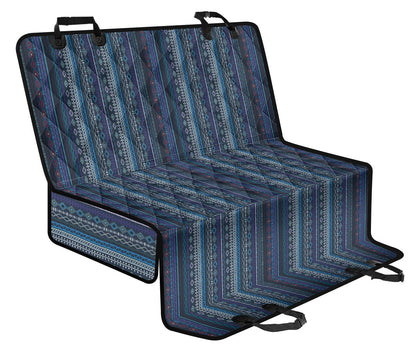 Blue Boho Chic Bohemian Stripes Car Back Seat Pet Cover