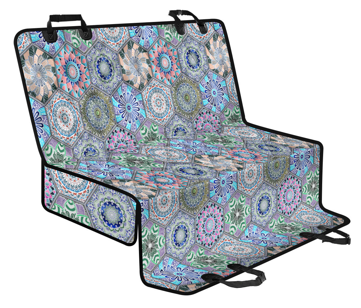 Mandalas Honeycomb Car Back Seat Pet Cover