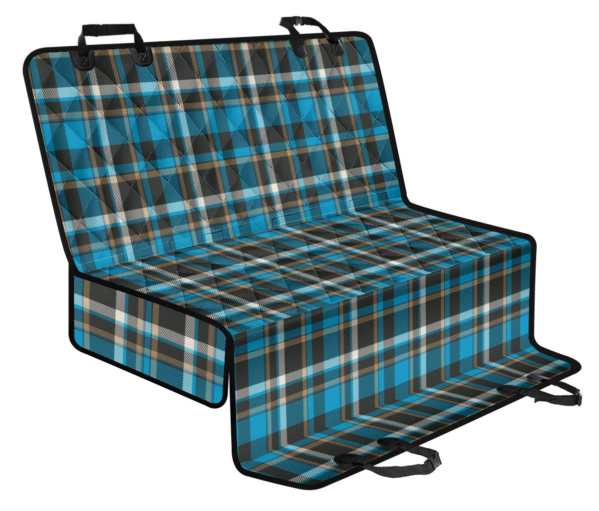 Blue Plaid Car Back Seat Pet Cover