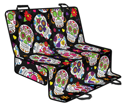 Colorful Sugar Skulls Car Back Seat Pet Cover