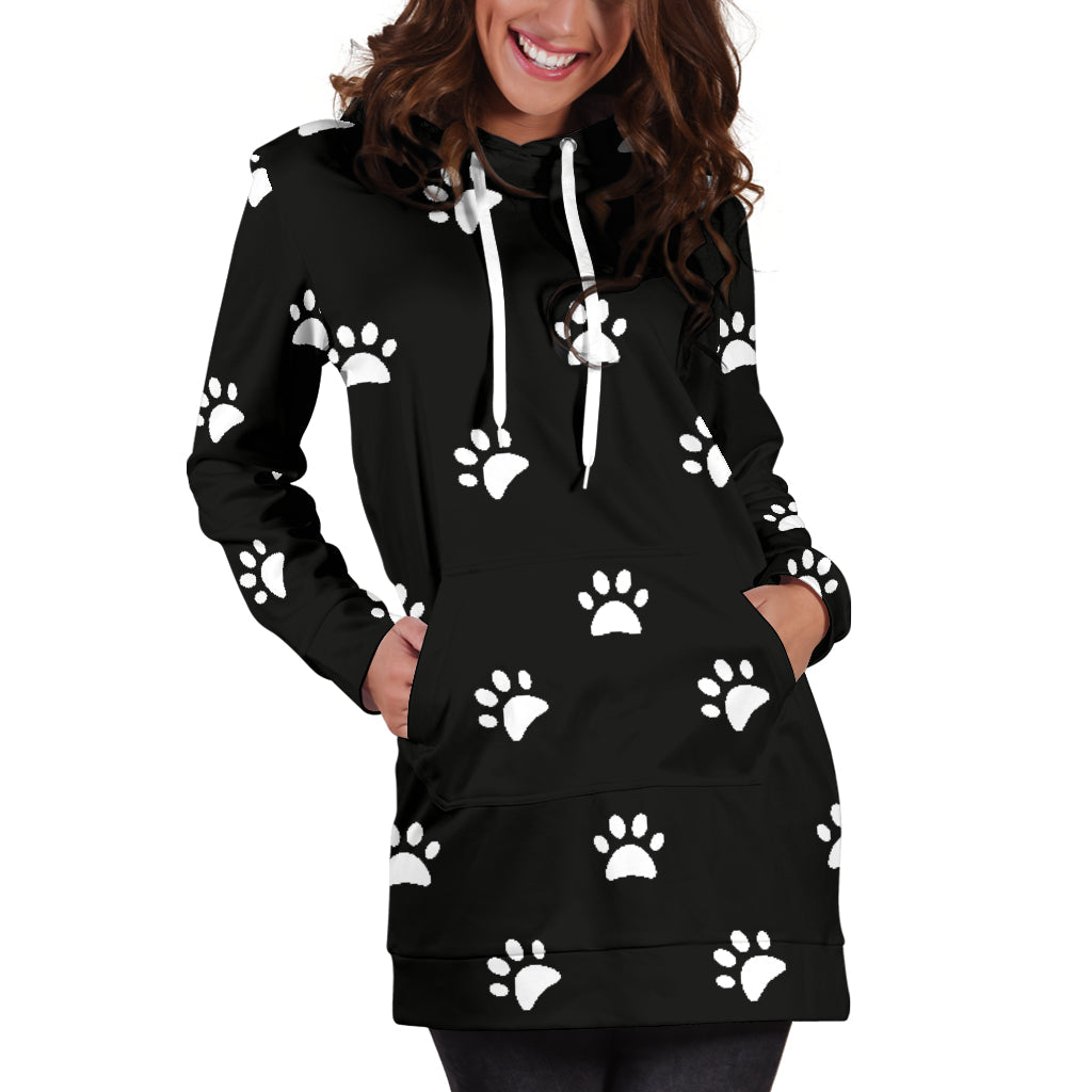 White Dog Paws - Hoodie Dress