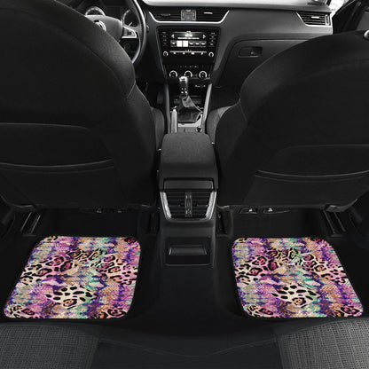 Pink Stripe Animal Print Car Floor Mats