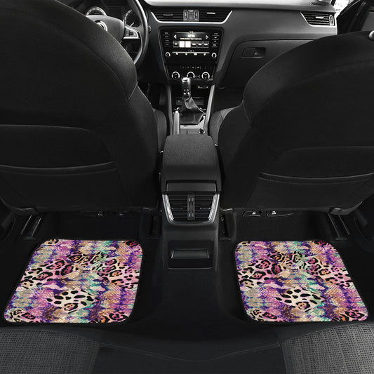 Pink Stripe Animal Print Car Floor Mats