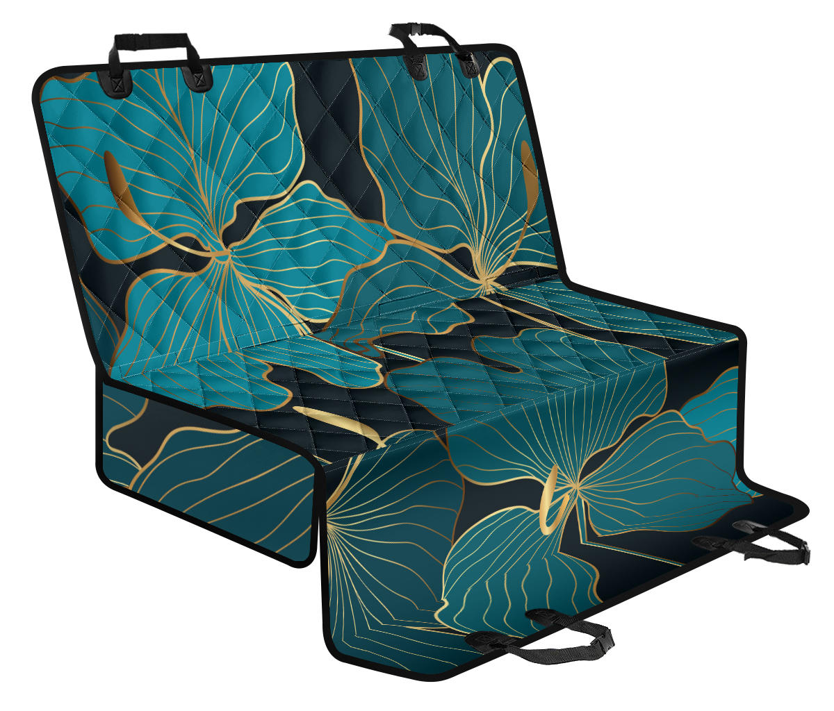 Green Flowers Car Back Seat Pet Cover