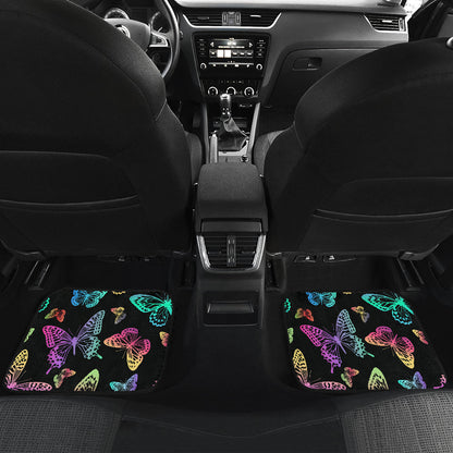 Colorful Neon Butterflies Car Floor Mats
